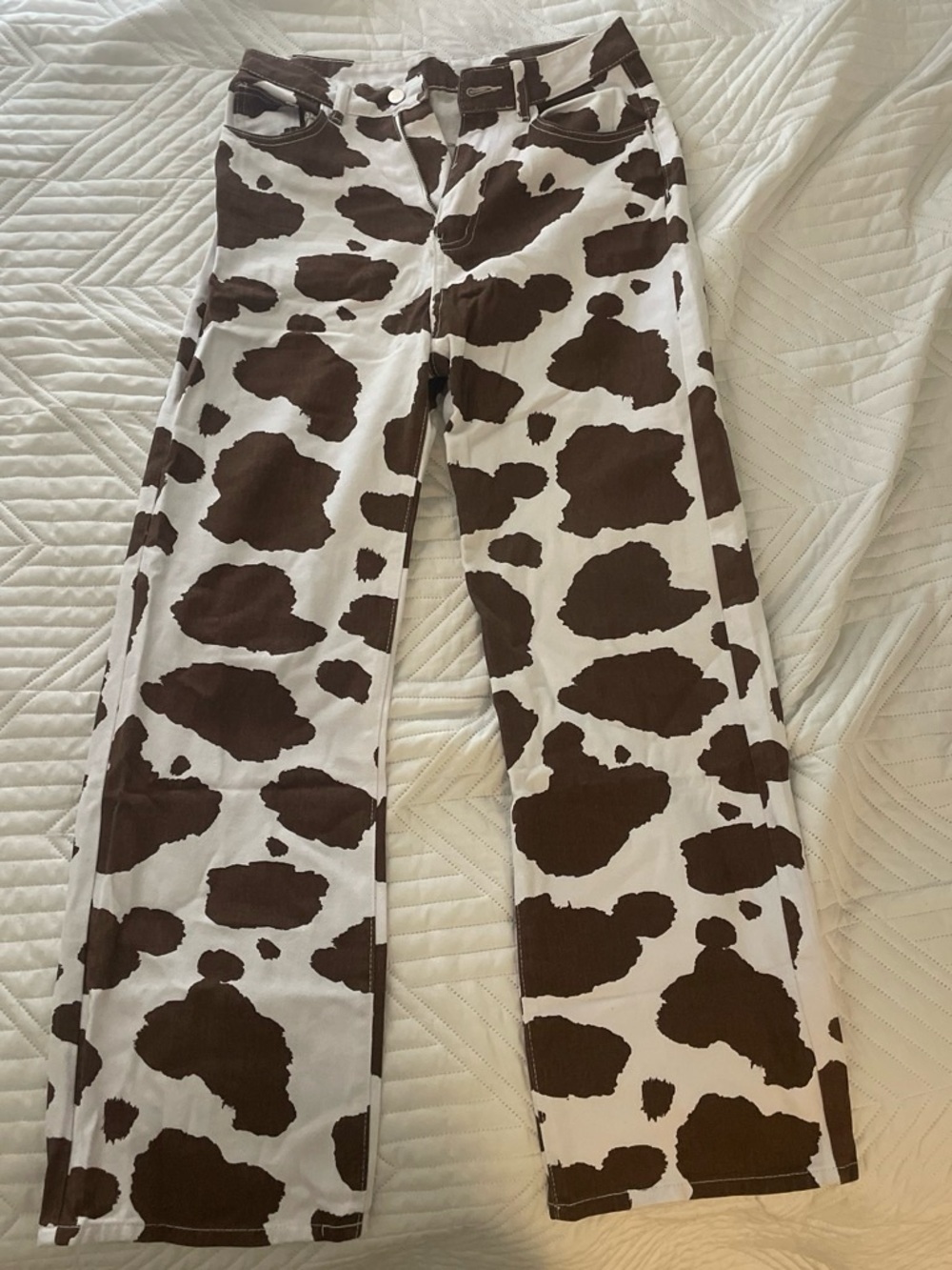 SHEIN Brown & White Cow Print Pants